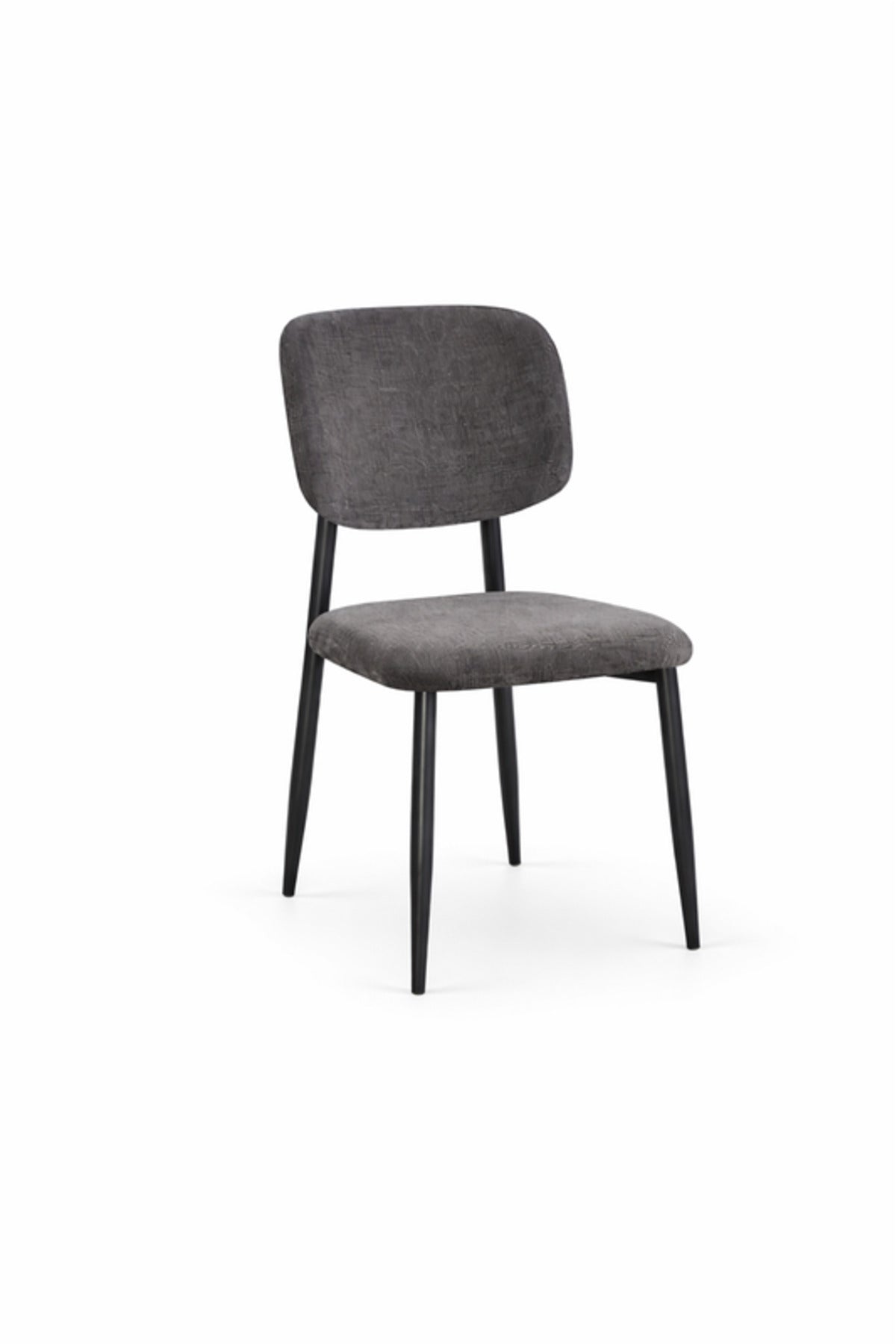 Stylish Dark Grey Dining Chair with Black Metal Legs stylish dark grey Kitchen