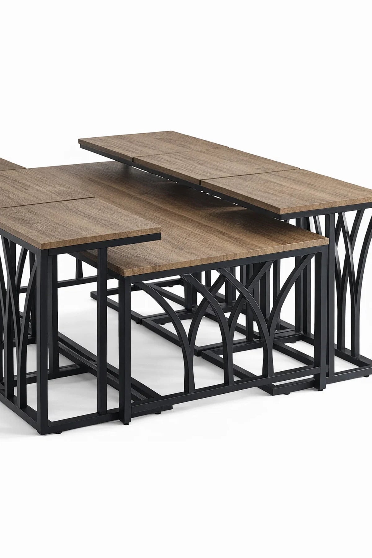 Modern Brown Coffee Table Set with 6 Side Tables 130 _ 70 45 cm modern brown coffee