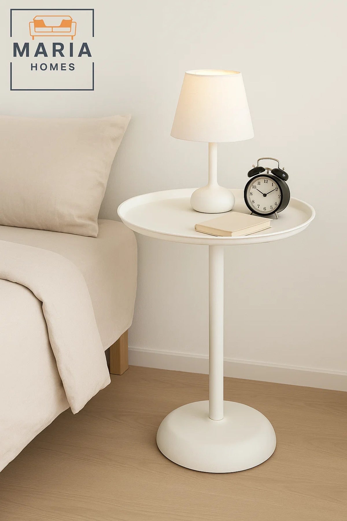 White Pedestal Round Table with Raised Edge Ð Modern Minimalist Accent Piece