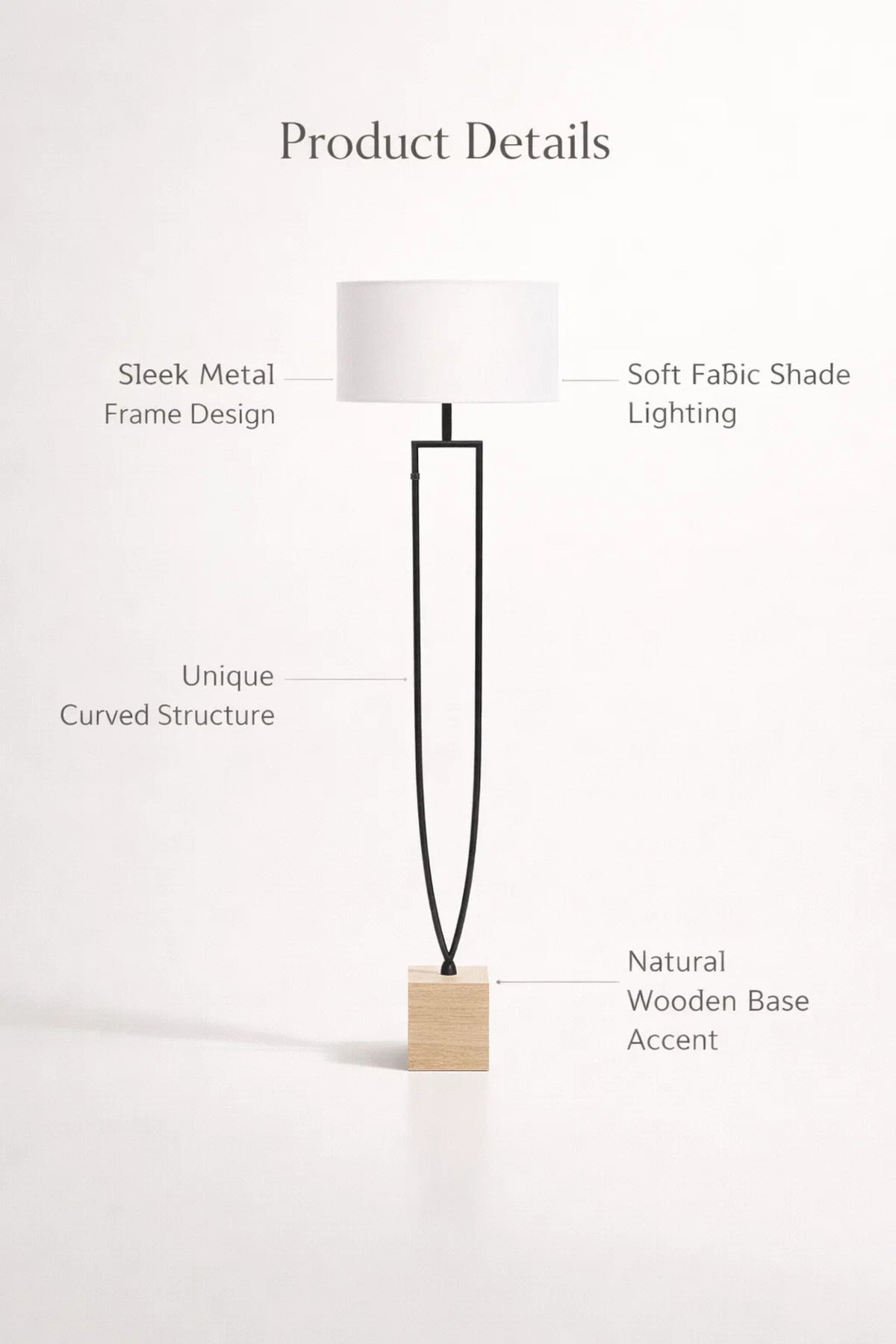 Modern Floor Lamp with Fabric Shade and Decorative Stone Base for Living Room