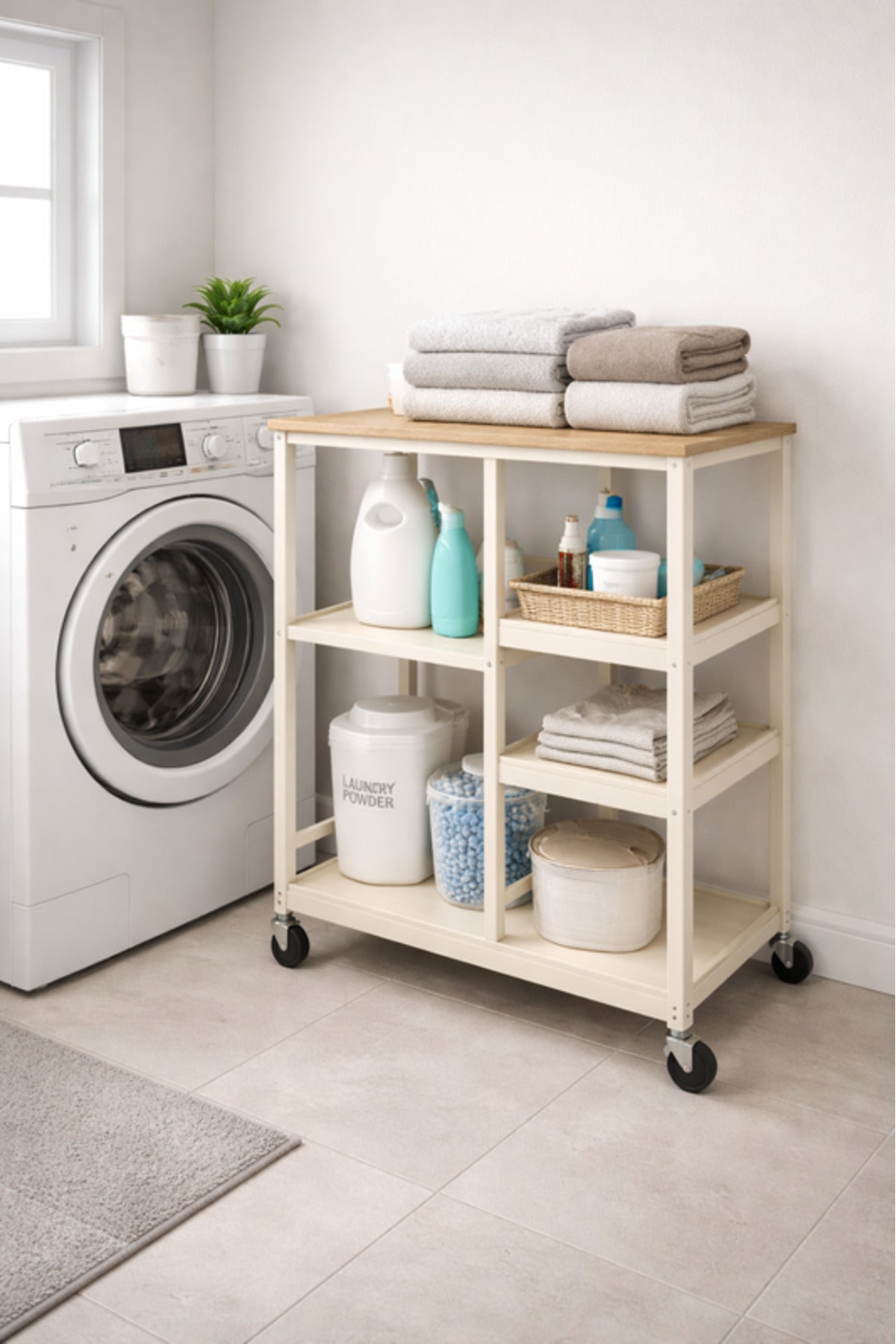 Multi-Tier Storage Shelf with Wheels 80_40_85 cm