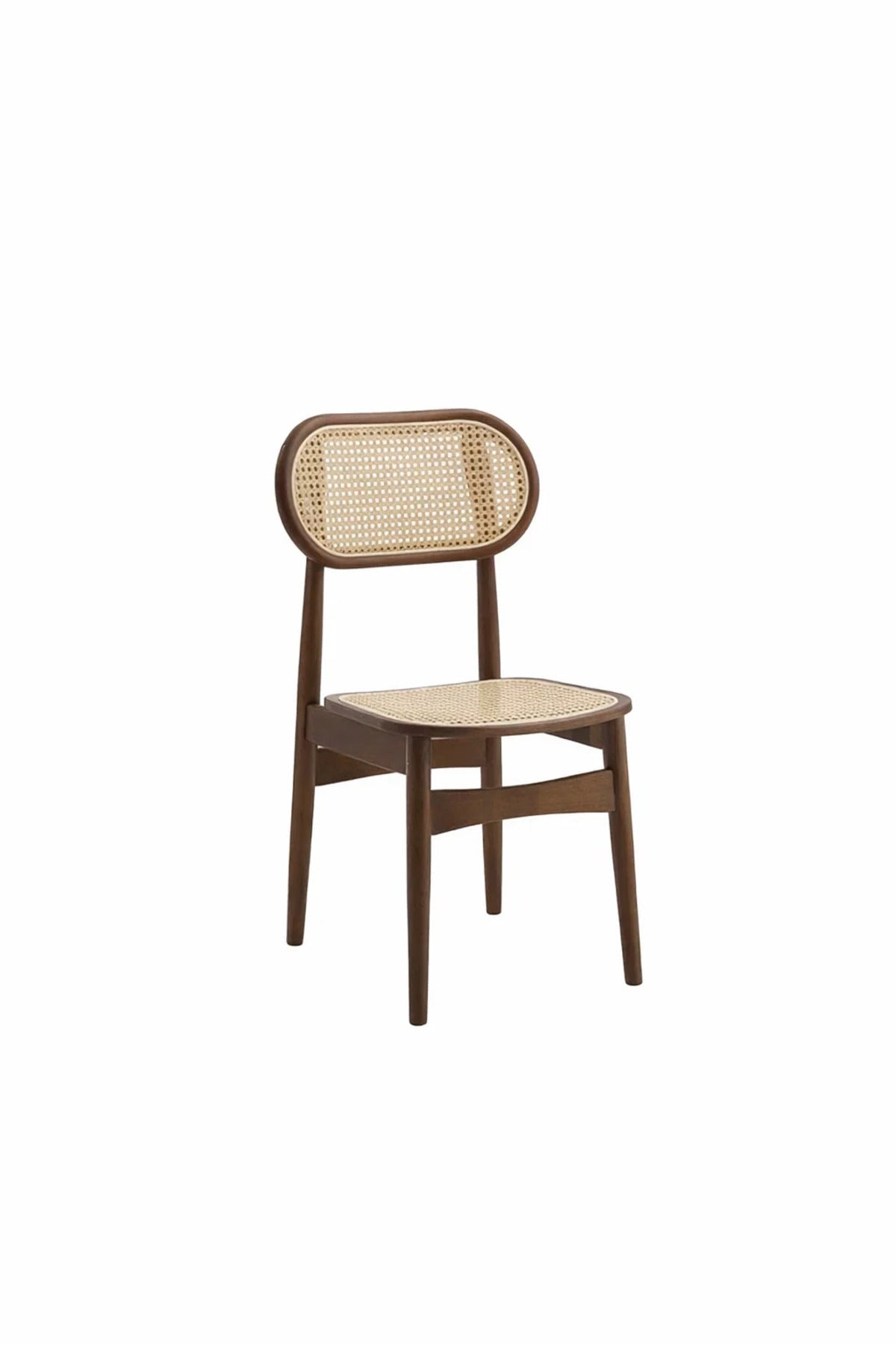 Dark Brown Wooden Rattan Dining Chair 68cm Height Natural Cane Seat Modern dark brown