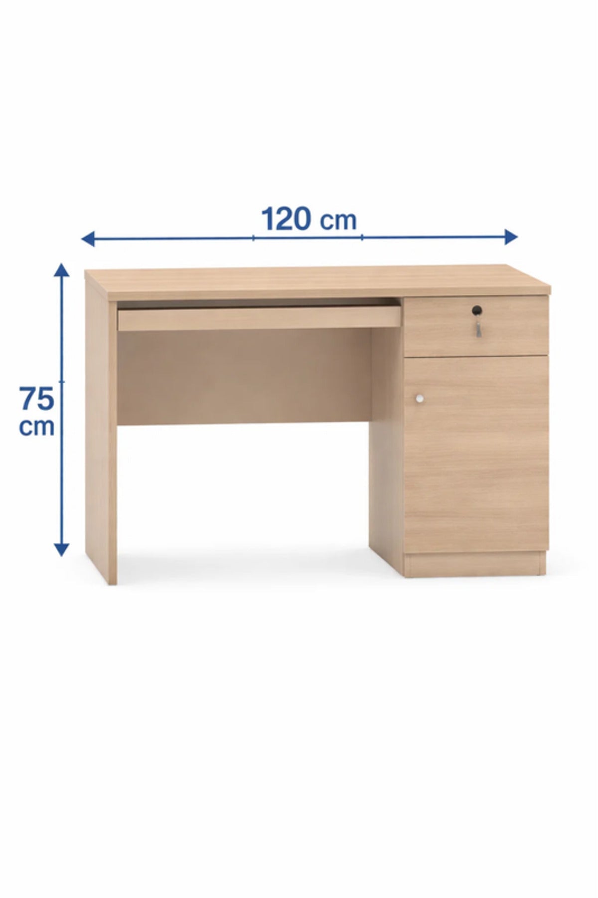 Compact Wood Office Desk with Drawer & Cable Management