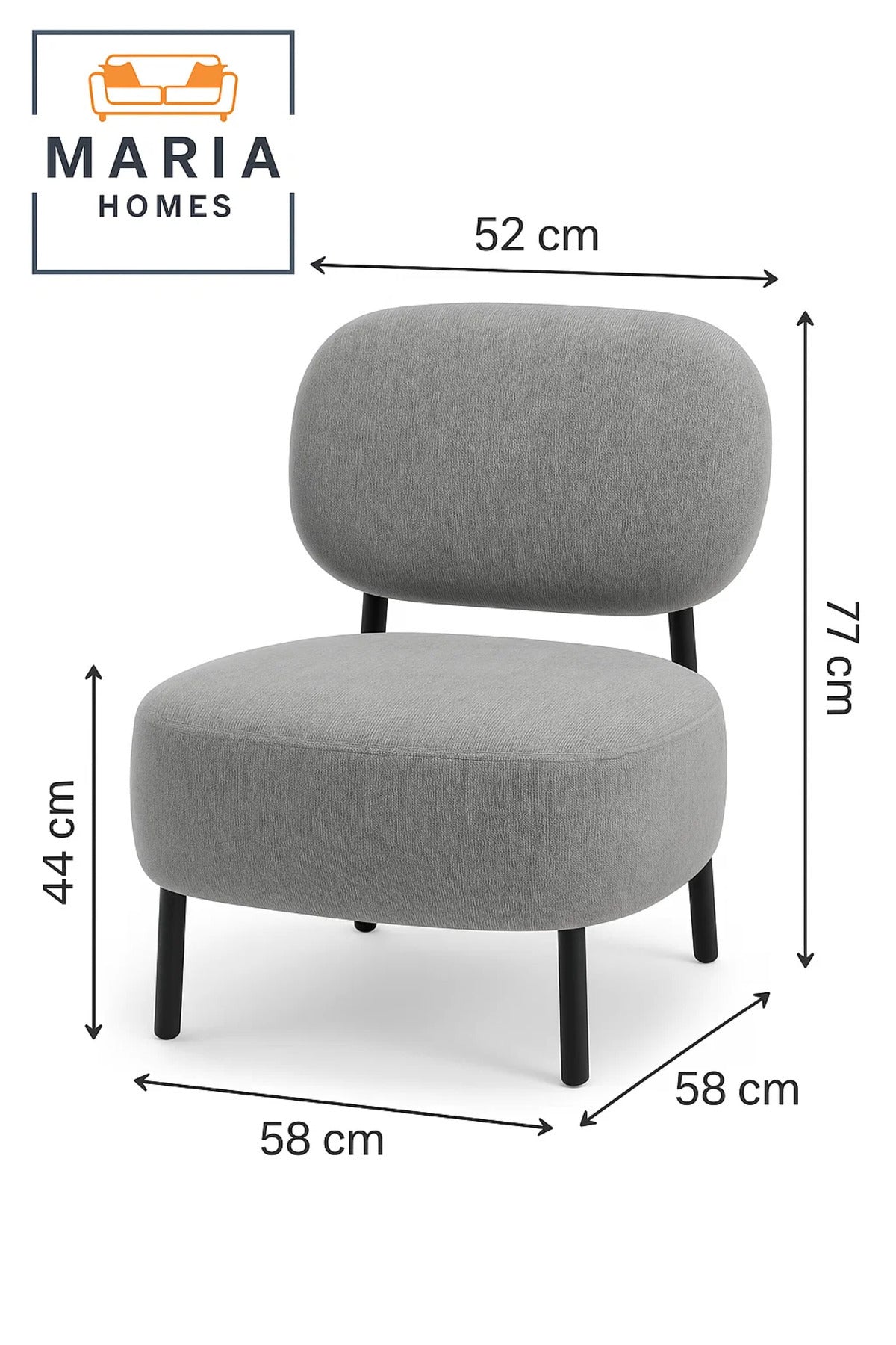 Contemporary Grey Lounge Chair with Wide Cushioned Seat Ð Modern Fabric Accent Chair