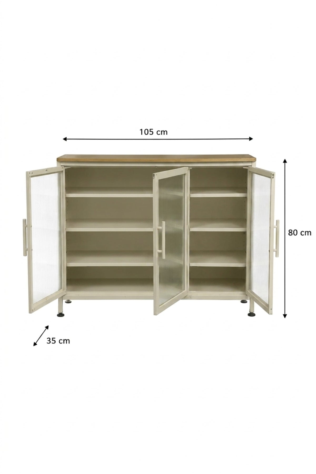 Modern Metal Sideboard Cabinet with Fluted Glass Doors √ê Contemporary Storage & Display Cabinet