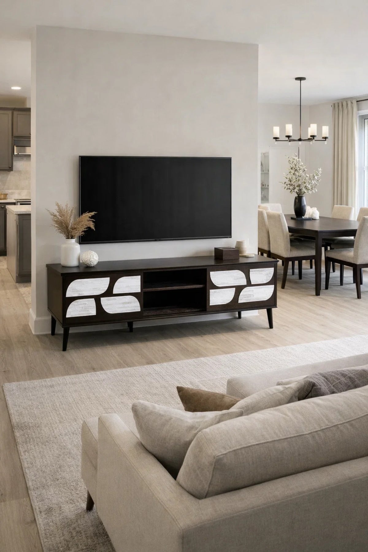 Brown TV Unit 160_40_45 cm √ê Modern Entertainment Center with Decorative Doors
