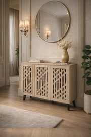 Premium Wooden Shoe Storage Cabinet with Breathable Lattice Doors for Modern Hallway Home Decor