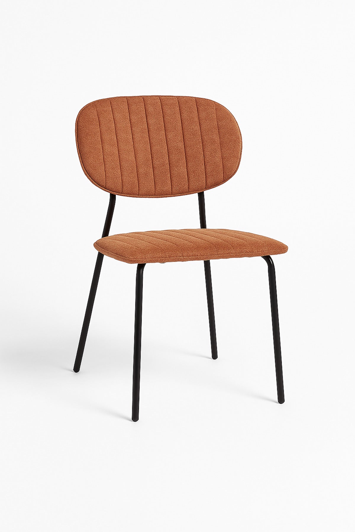 Brown Fabric Dining Chair Ð Modern Minimalist Chair with Black Metal Legs for Dining Room & Office
