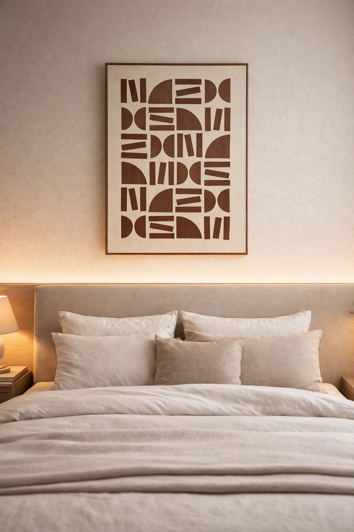 Abstract Geometric Wall Art with Wooden Frame 93 x 63 cm