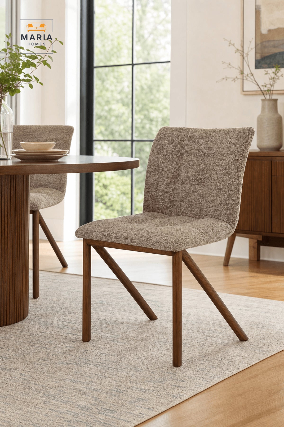 Coffee Brown Upholstered Dining Chair with Wood-Look Legs for Home and Dining Rooms