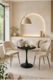 Modern Round Pedestal Dining Table Black Finish for Cafe Kitchen Dining Room Furniture