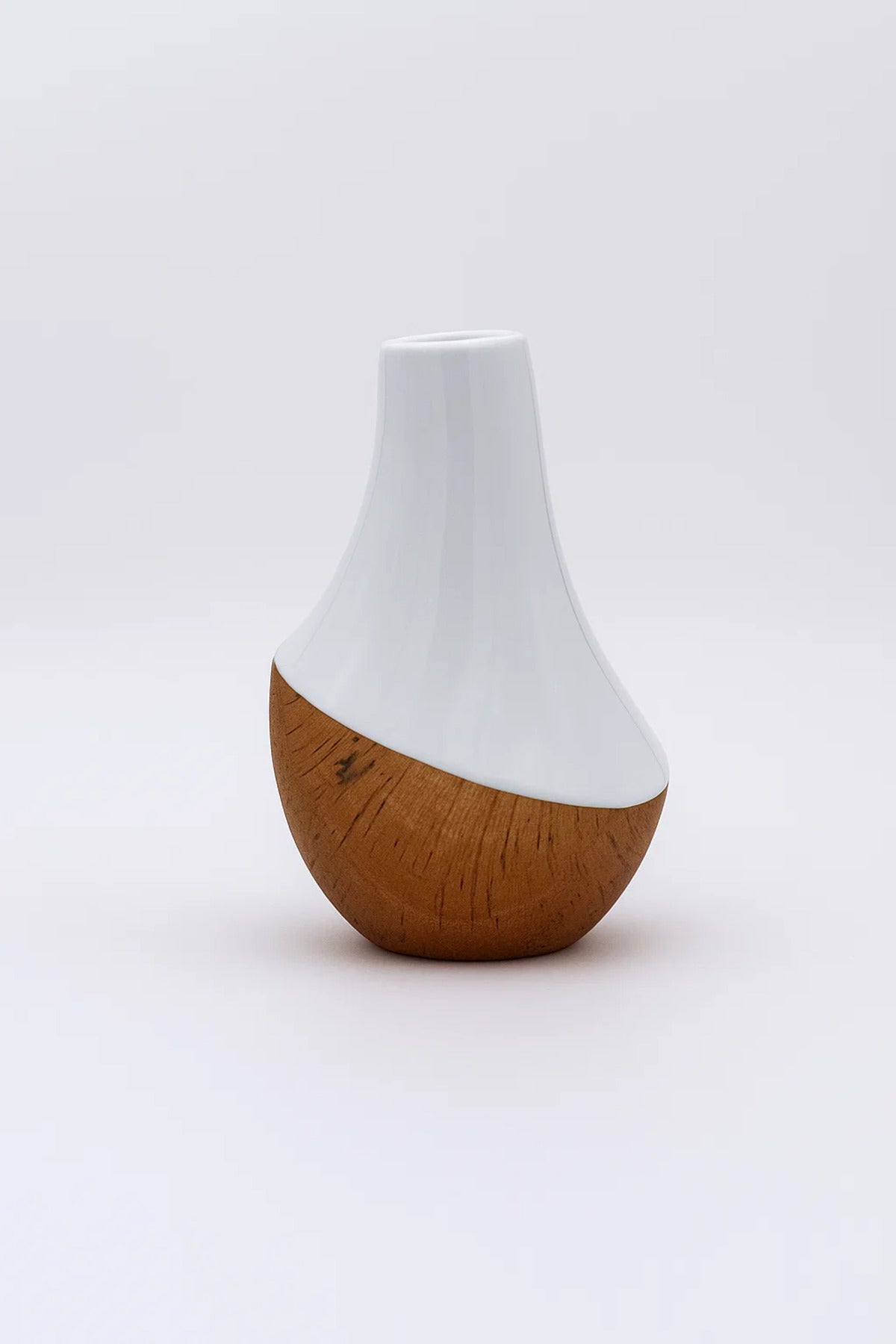 White and Cork Finish Ceramic Vase Ð Modern Medium-Sized Decorative Flower Pot