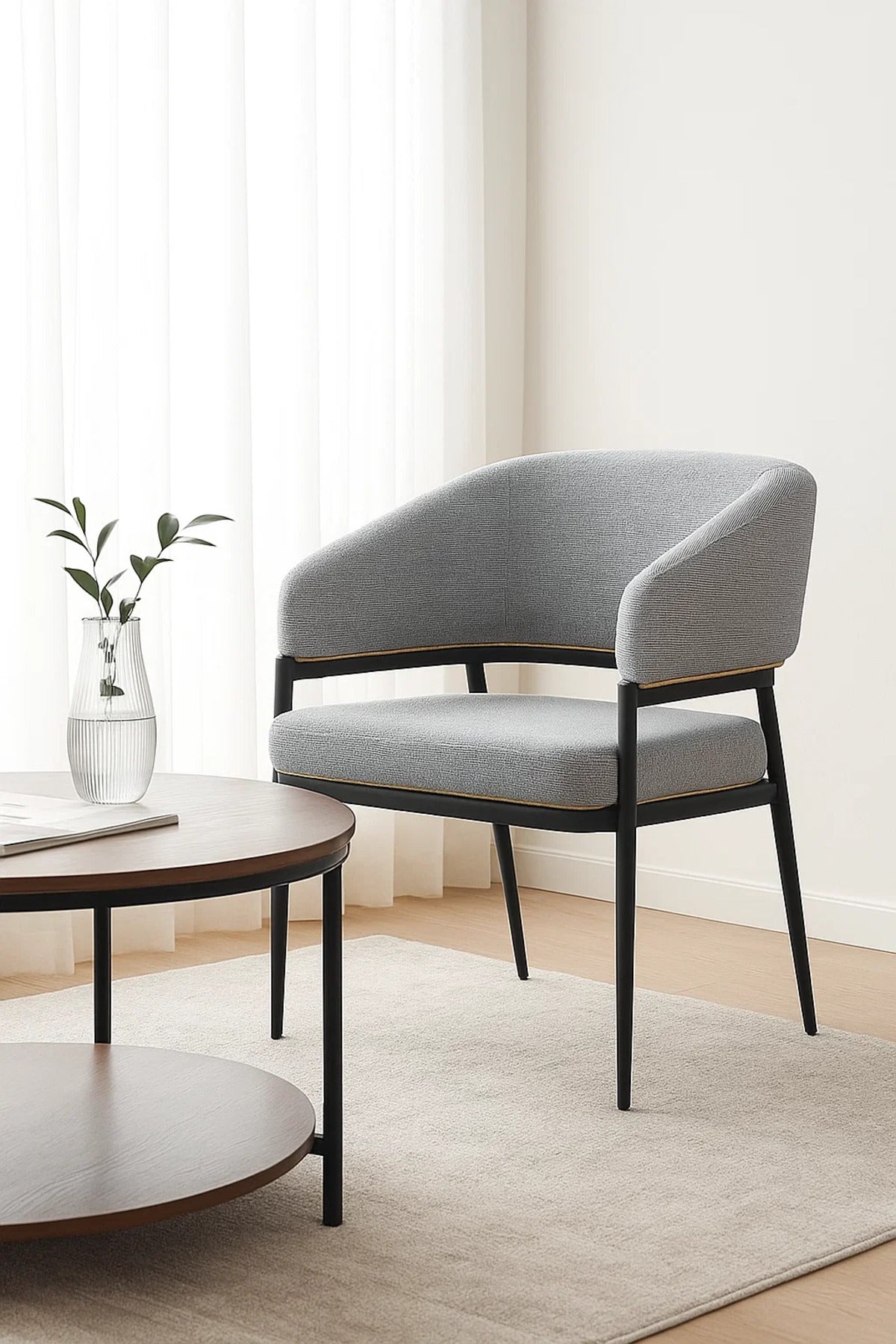 Fabric Accent Chair, Modern Armchair for Living Room, Office, Hotel Lobby & Entryway Decor