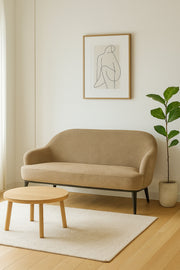Modern Coffee Two-Seater Sofa Ð Elegant Fabric Couch with Curved Backrest & Tapered Legs