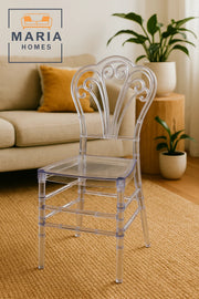 Clear Acrylic Swirl Back Chair Ð Elegant Transparent Plastic Chair for Weddings, Events, or Dining