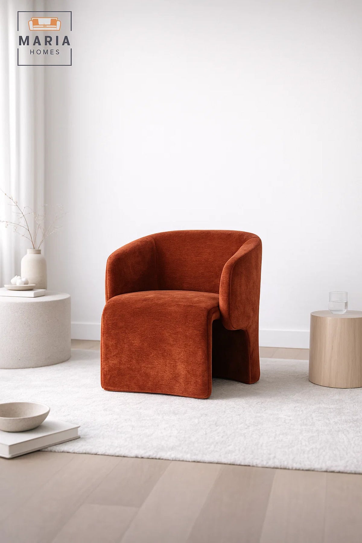 Modern Upholstered Lounge Chair Orange Comfortable Accent Armchair
