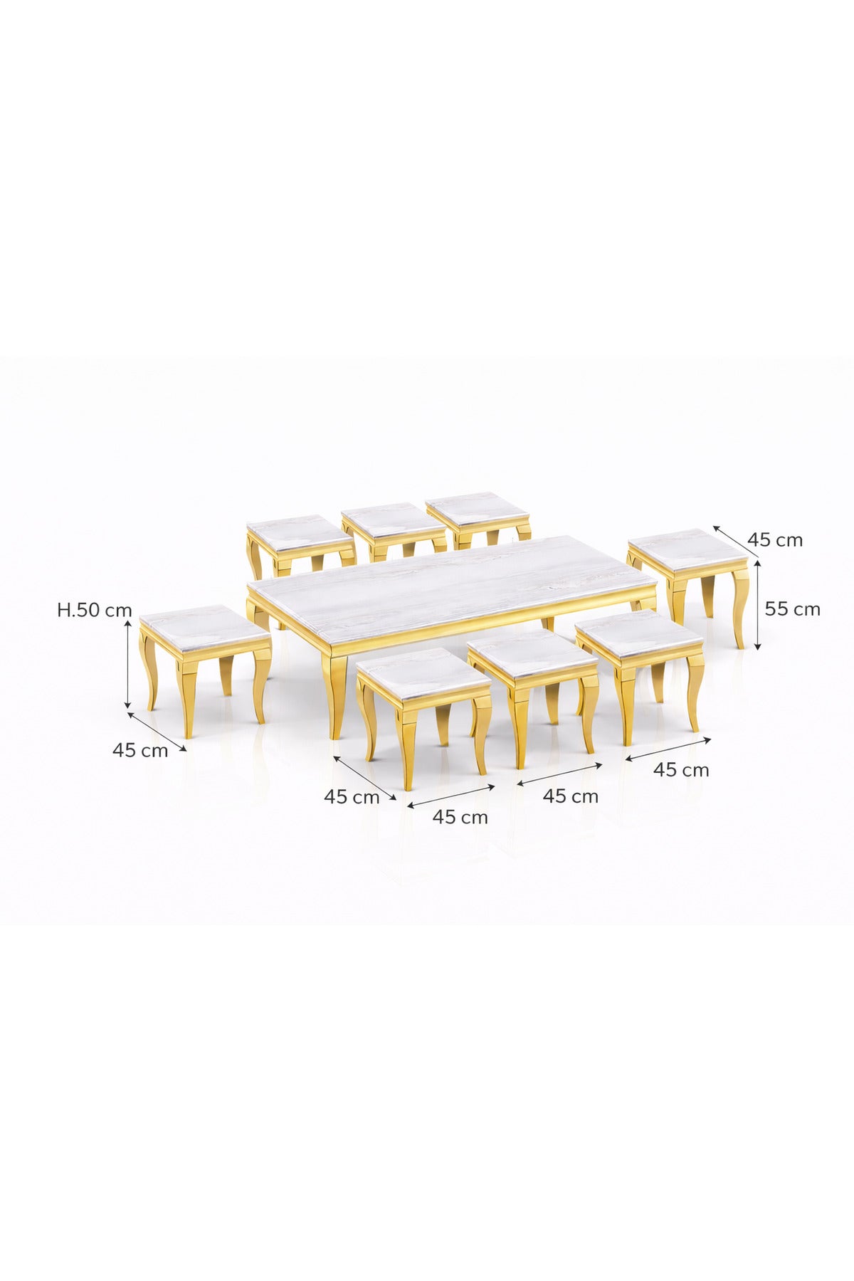 Luxury Gold Marble Coffee Table Set 1+6 √ê Royal Classic Design