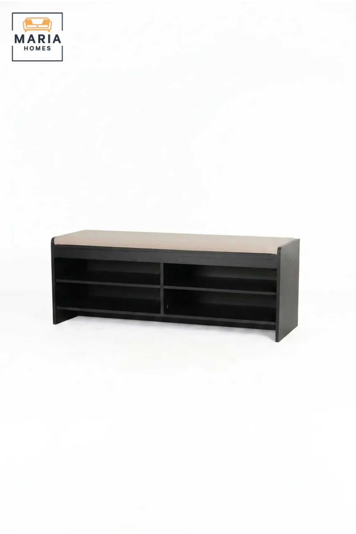 Wooden Shoe Storage Bench with Cushioned Seat and Open Shelves, Entryway Organizer Rack for Hallway, Bedroom, Dressing Room