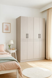 Modern 4-Door Wardrobe with Hanging Rail and Shelves Ð Light Gray 160_54_200 cm