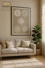 Modern 3D Wall Art Ð Beige Mandala Decorative Panel with Textured Floral Designs 150_100 cm