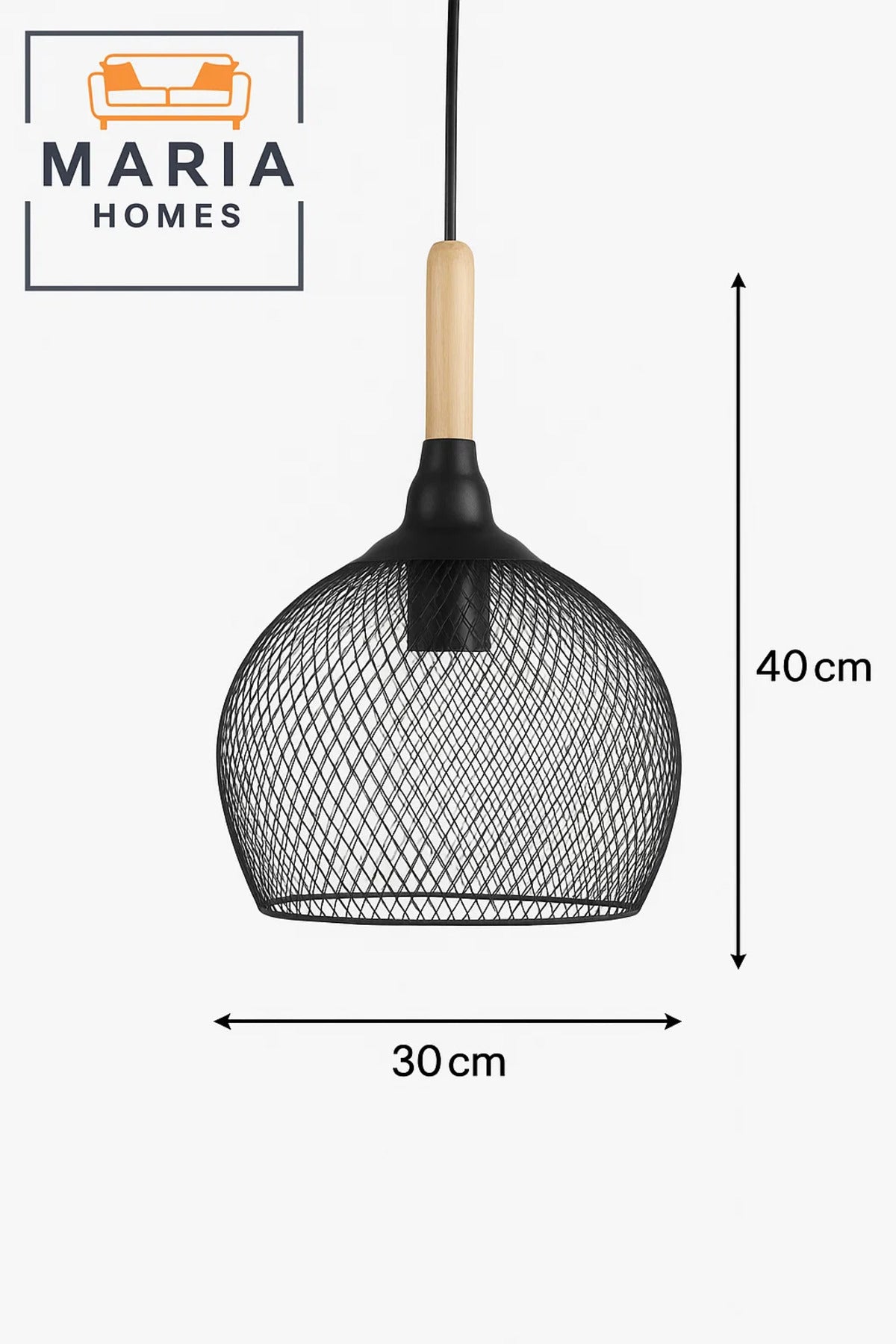 Modern Triple Drop Pendant Light in Grey and Wood