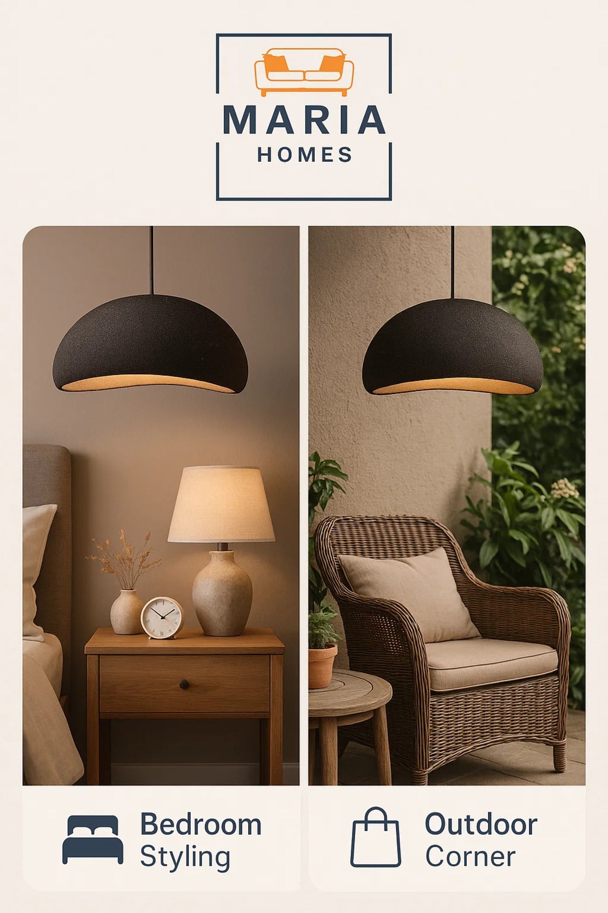 Oversized Matte Black Dome Pendant Light