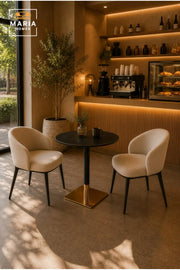 Modern Round Bistro Table with Black Top and Gold Base for Cafe Dining Room Furniture