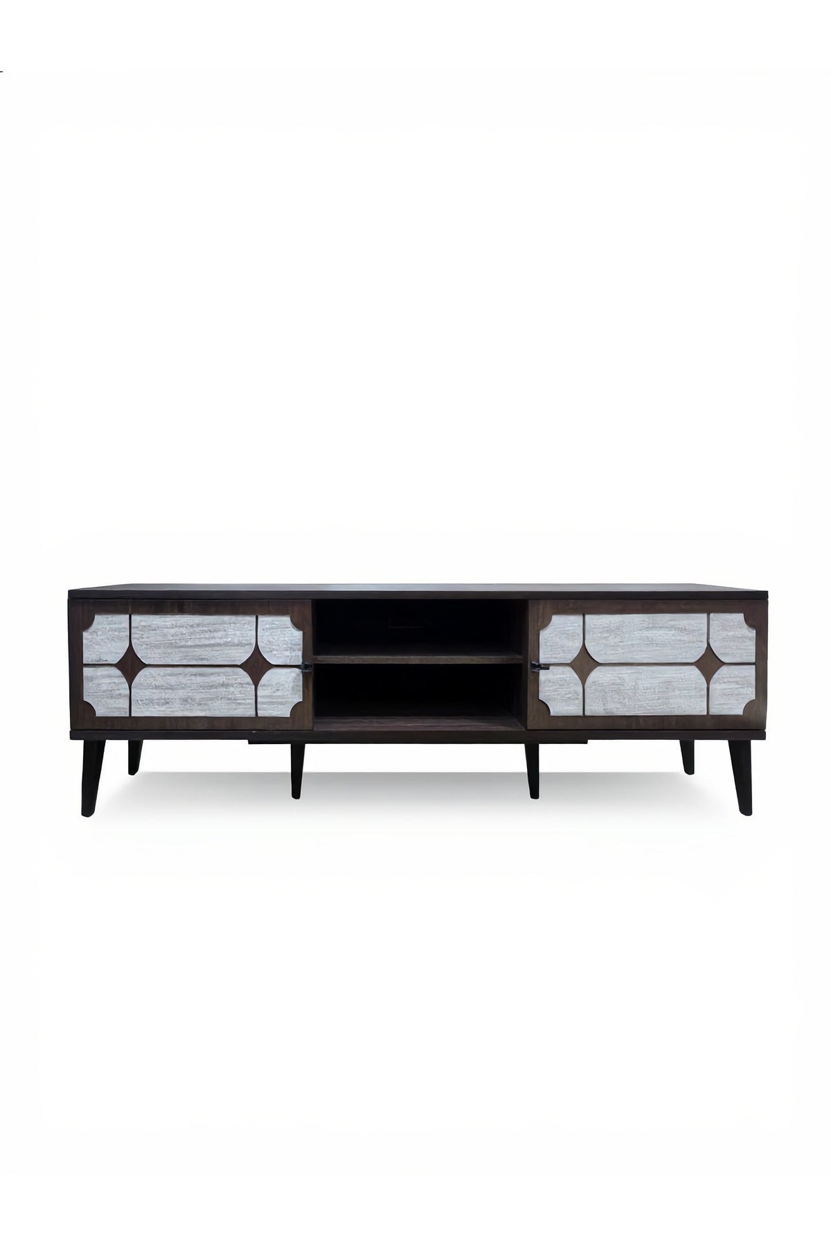 Modern Brown Wood TV Stand 160cm Media Console Entertainment Unit with Storage for Living Room