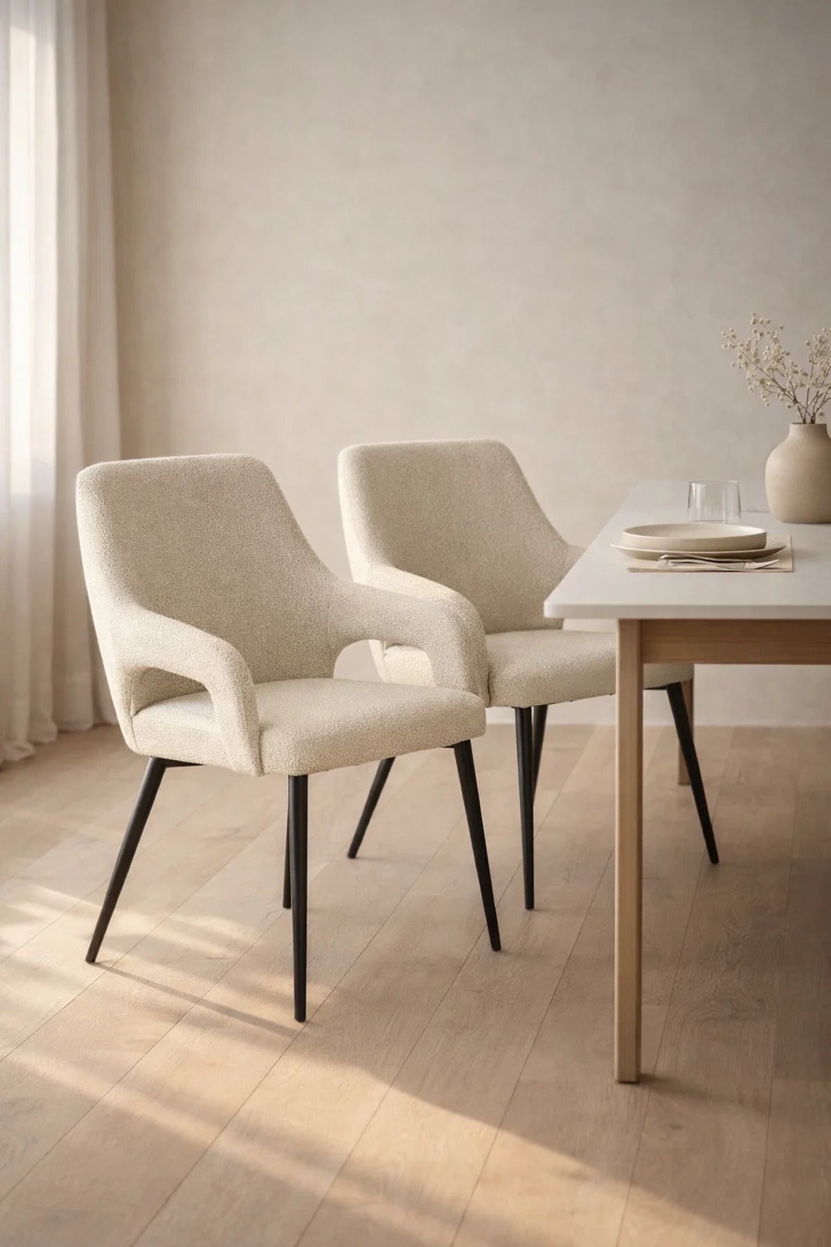 Modern Upholstered Dining Chair with Armrests Contemporary Style