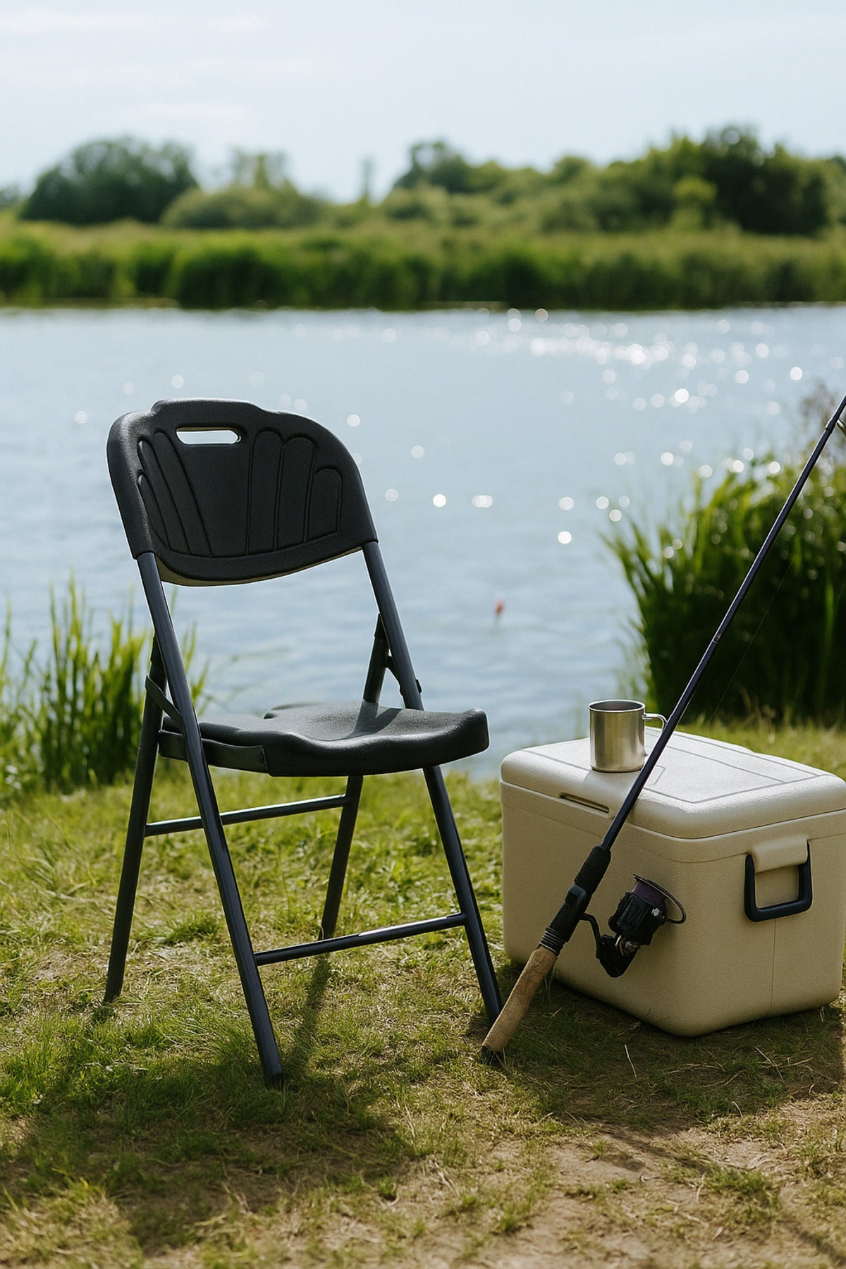 Black Folding Chair Ð Durable Plastic Seat with Metal Frame for Indoor, Outdoor & Event Use