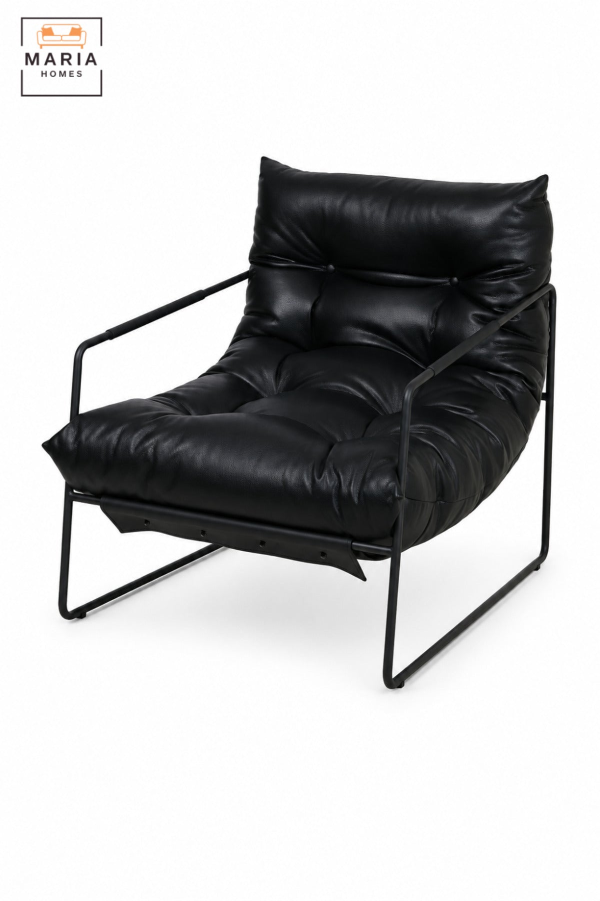Modern Deep Cushioned Lounge Chair with Tufted Backrest & Slim Armrests | Contemporary Accent Chair for Living Room, Bedroom, Office & Reading Area