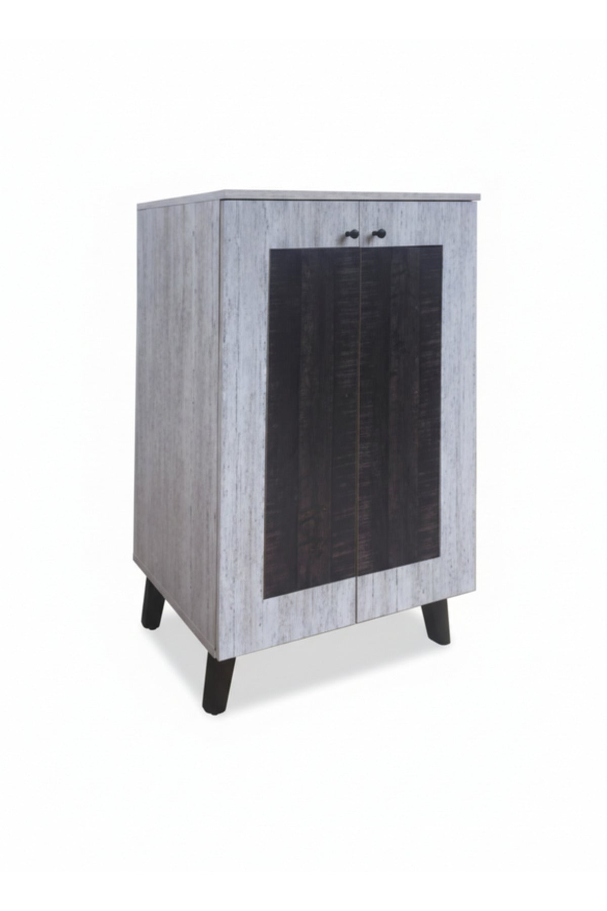 Modern GREY.B Storage Cabinet with Black Textured Panel & Elevated Legs