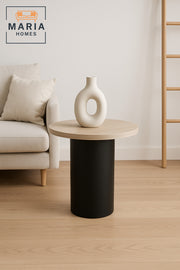 Modern Round Side Table Ð Black Base Coffee Table 50_50 cm for Living Room & Bedroom