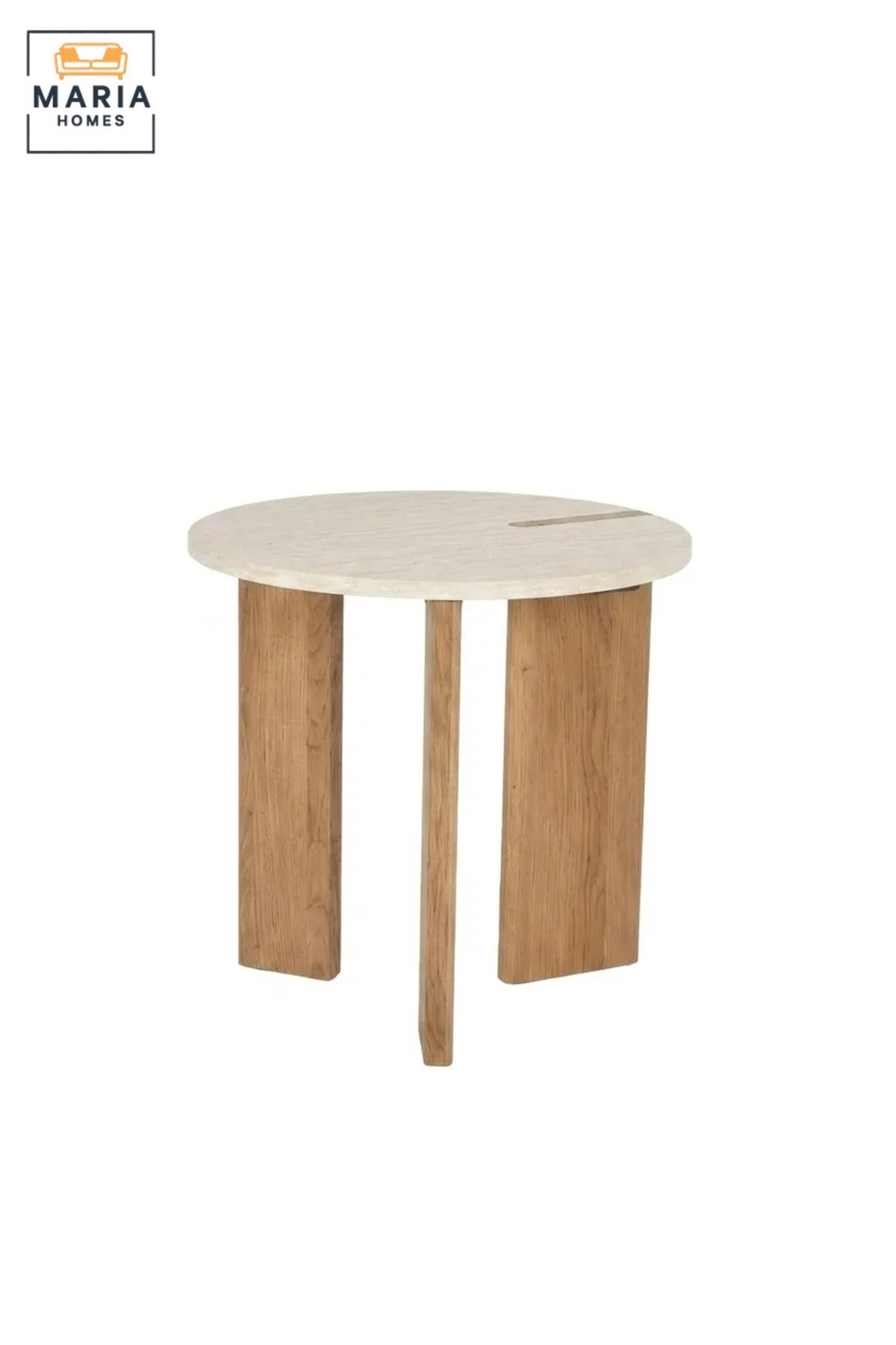 Modern Round Side Table with Wooden Base, Contemporary End Table for Living Room, Bedroom, Office & Lounge