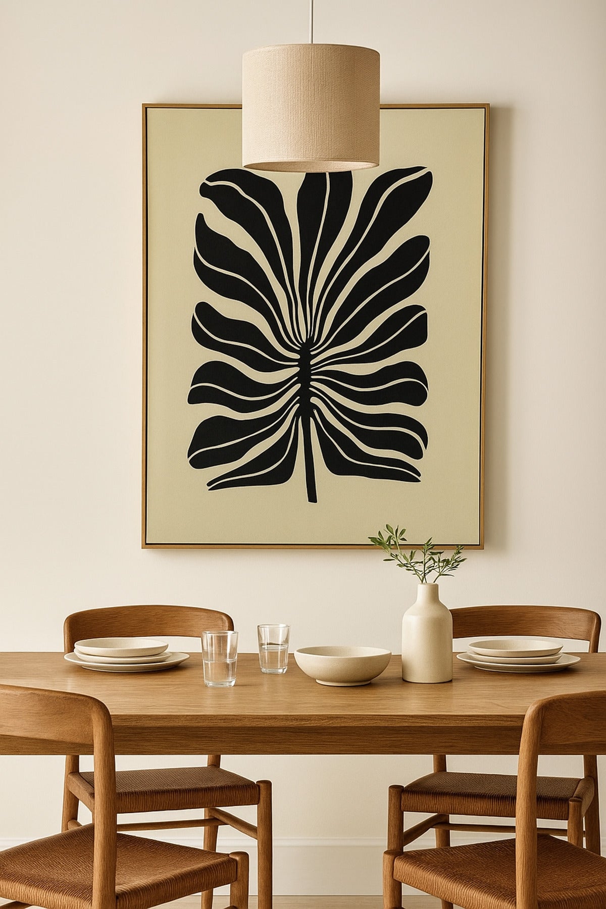3D Abstract Black Leaf Wall Art with Wooden Frame Ð 120_80 cm
