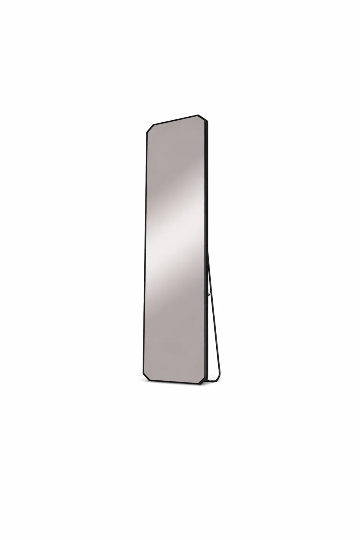 Modern Black Aluminum Full Body Standing Mirror Shatterproof Glass for Bedroom Decor 170x50cm