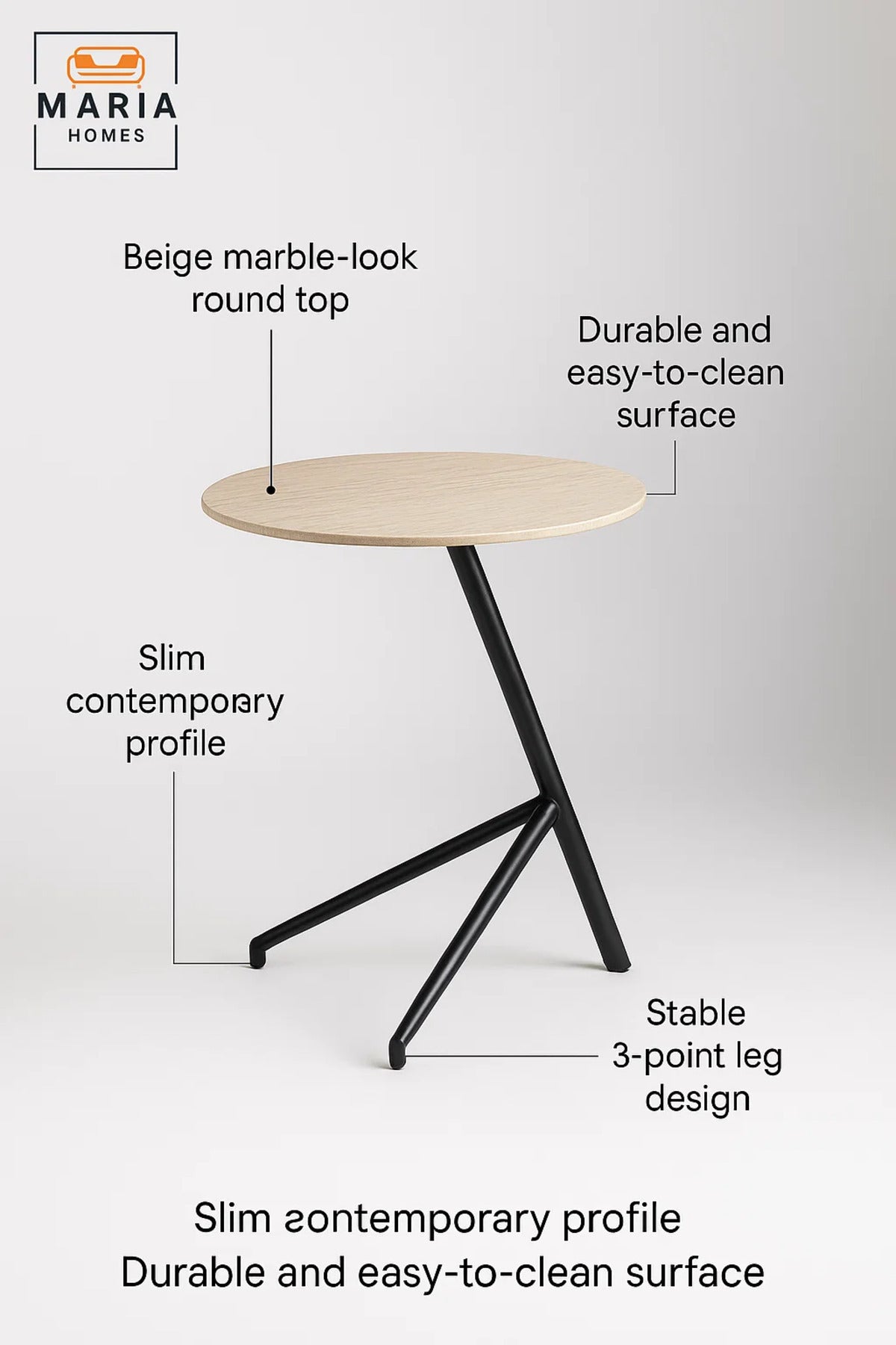 Modern Beige Marble Side Table 50_39_65 cm Ð Stylish Metal Frame Accent Table