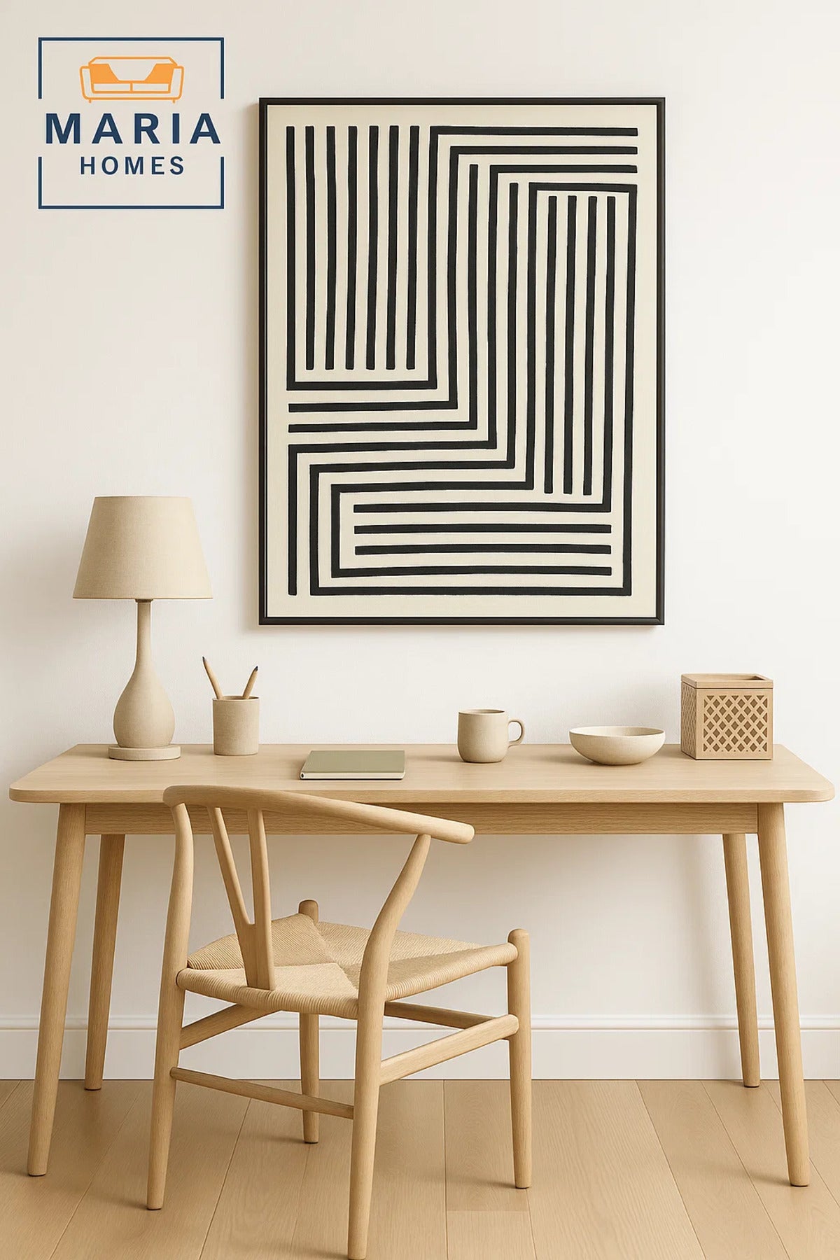 Modern Geometric Area Rug Ð Black Linear Pattern on Cream, size 4.3*123 cm