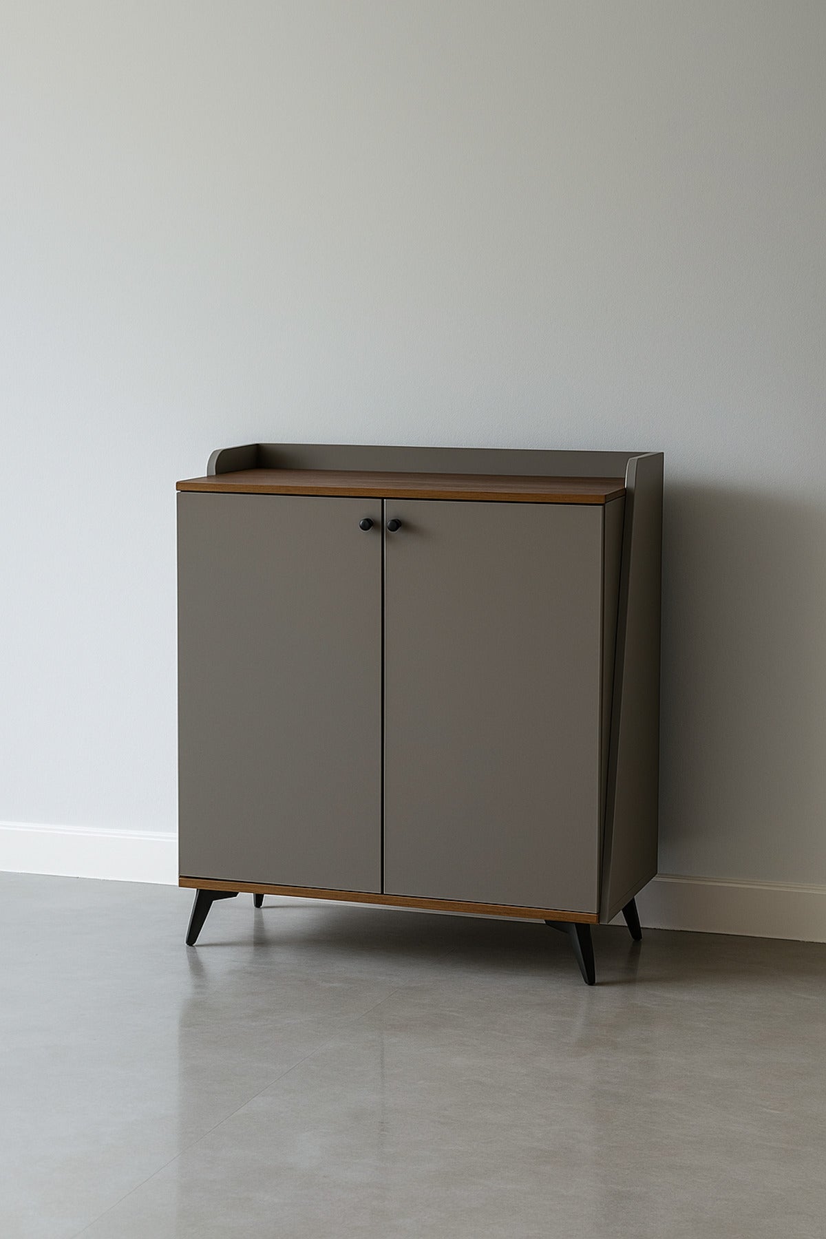 Modern Walnut Storage Cabinet Ð 2-Door Wooden Sideboard with Metal Legs 80_98_34 cm