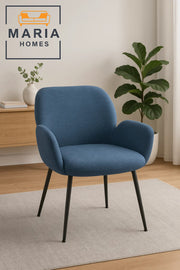 Elegant Blue Fabric Armchair with Metal Legs Ð Perfect for Dining, Office & Lounge
