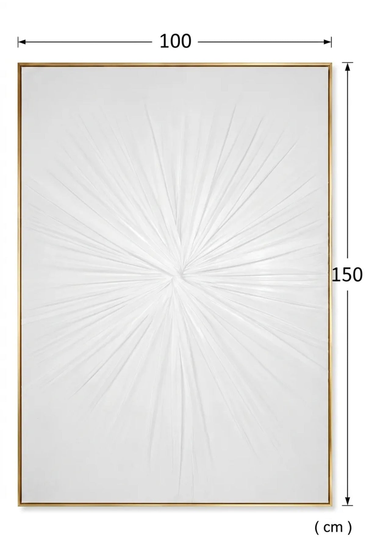 White Radiating Texture Wall Art with Gold Frame √ê Modern Abstract Minimalist Statement Artwork