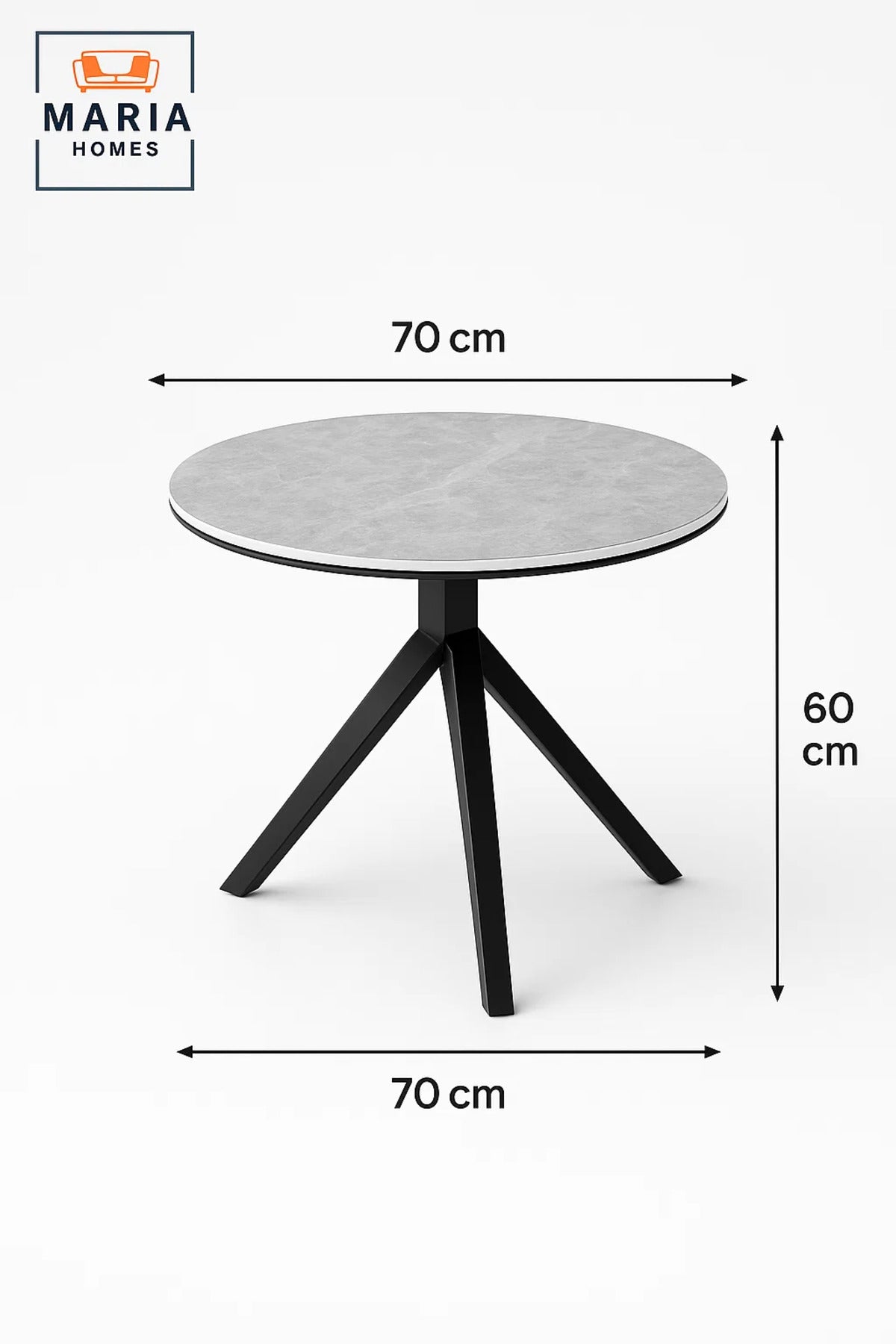 Round Grey Marble Dining Table √ê Modern Caf≈Ω, Restaurant, Office & Home Metal Furniture 70_70_60 cm