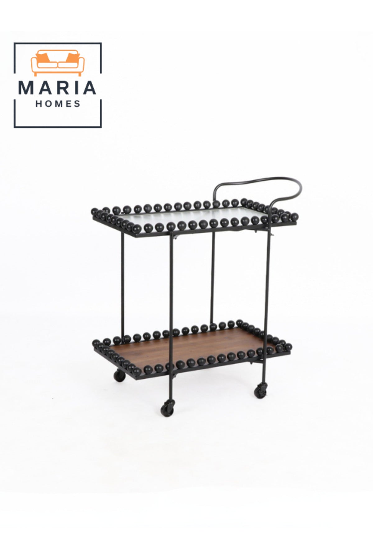 Serving Trolley with Wheels Ð Brown & Black Tea & Coffee Cart for Kitchen & Majlis (70_40_84 cm)