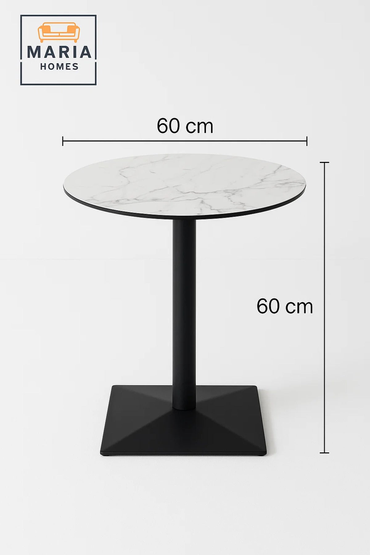 Round White Marble Dining Table √ê Modern Caf≈Ω, Restaurant, Office & Home Metal Furniture 60_60 cm