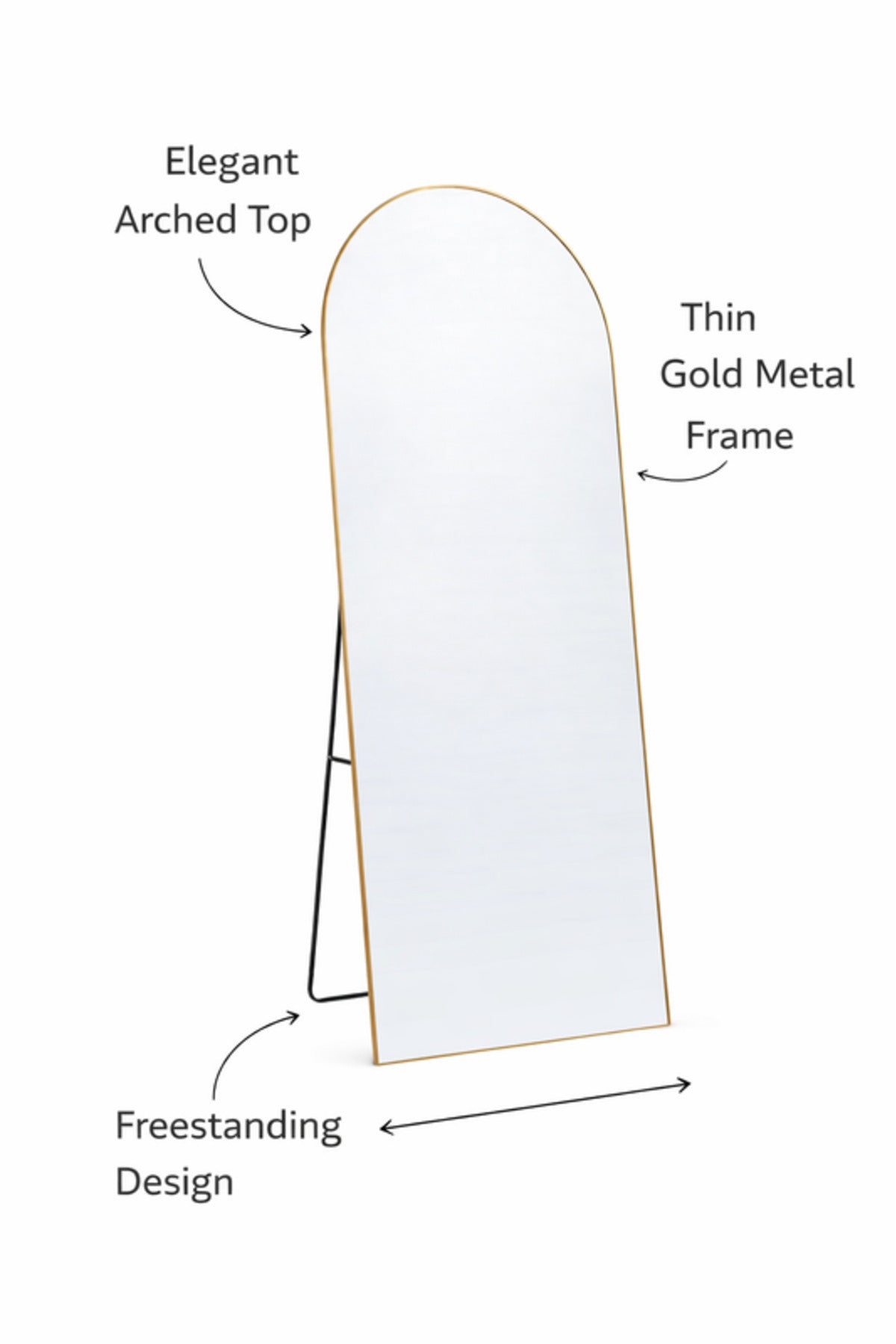 Gold Arch Standing Floor Mirror 180x80cm Full Length Bedroom gold arch standing