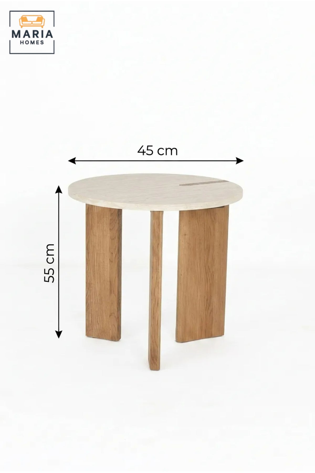 Modern Round Side Table with Wooden Base, Contemporary End Table for Living Room, Bedroom, Office & Lounge