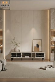 Modern TV Unit with Storage Cabinets and Open Shelving √ê Scandinavian Entertainment Center