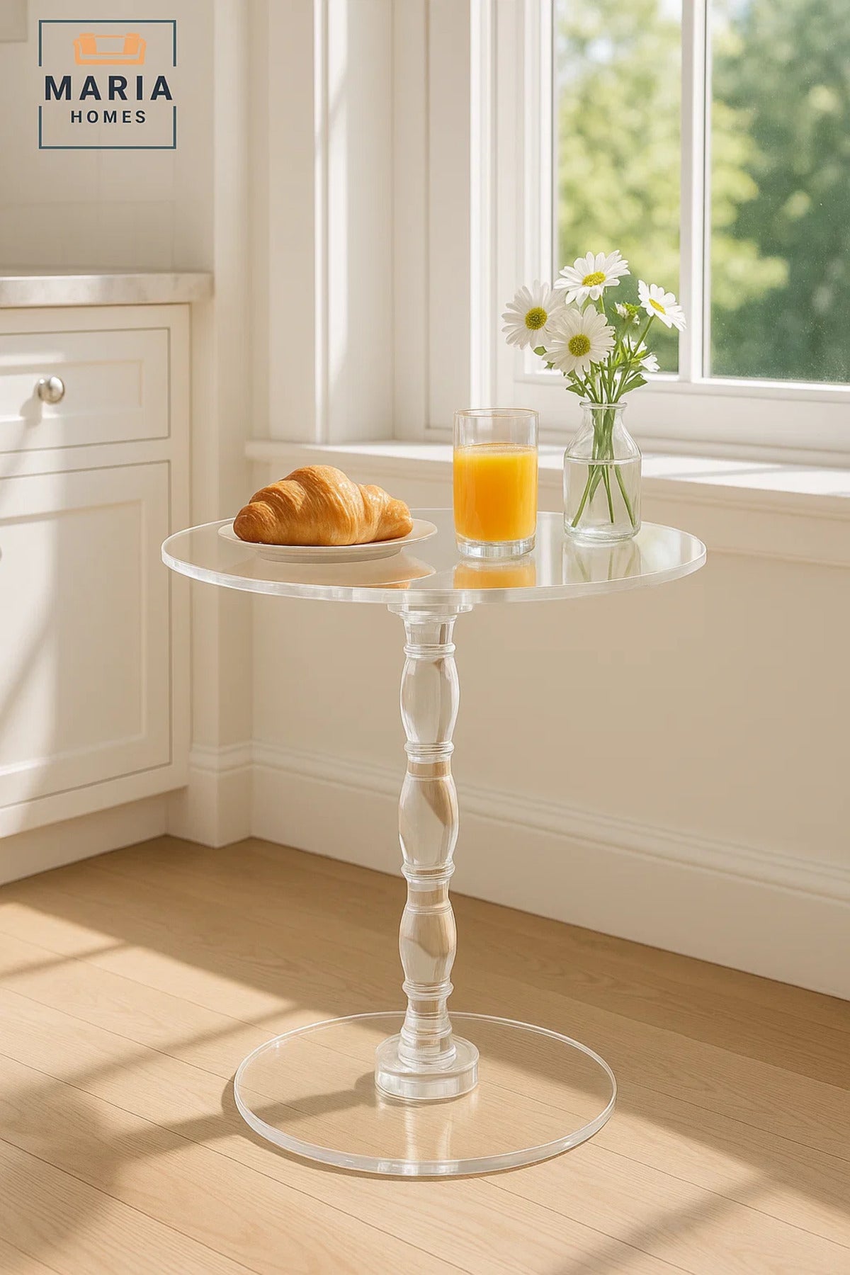 Elegant Acrylic Round Side Table 50×50×55 cm – Clear Modern Crystal Style Accent Table