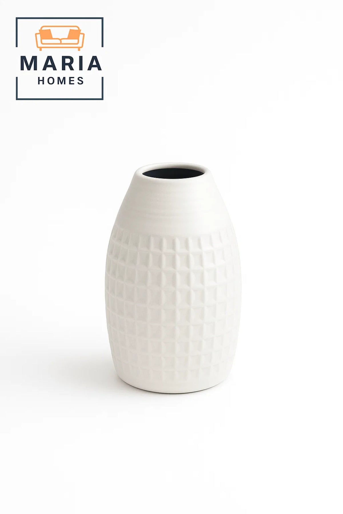 Modern White Decorative Vase Ð Textured Ceramic Table Vase for Home & Office Decor