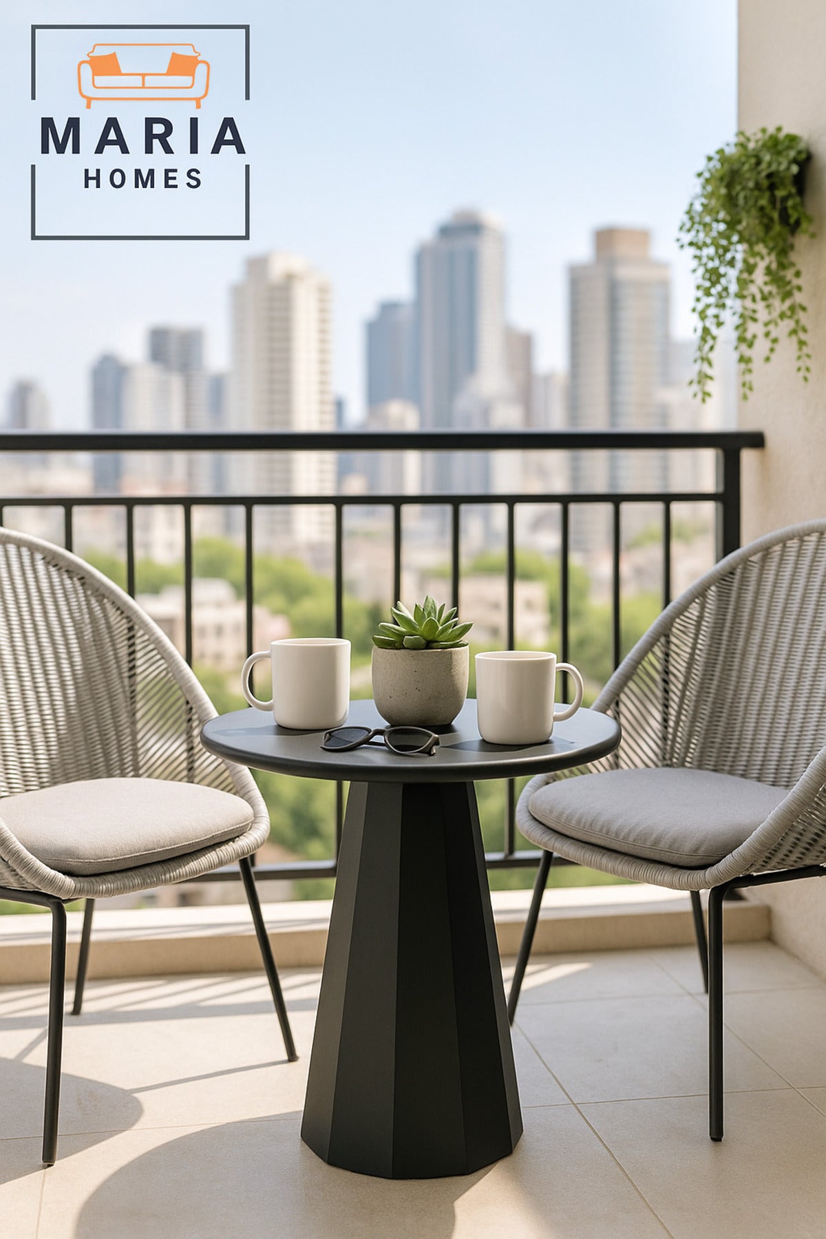 Modern Black Adjustable Metal Side Table | 60Ð75 CM Height | Minimalist Round Design